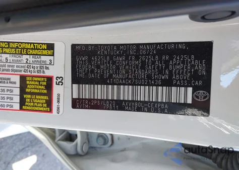 2025 Toyota Camry Xse z USA, uszkodzony, nr VIN 4T1DAACK7SU021436